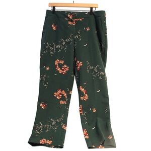 Carolina Belle Women's Floral Print Trousers Wide Leg Pants Green US Size 12